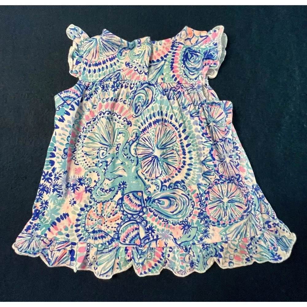Lilly Pulitzer Dress 6 12 months Blue Grotto Commotion In The Ocean Bubble Pink